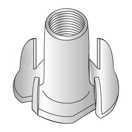 Newport Fasteners T-Nut, 4 Prongs, 1/4"-20, 18-8 Stainless Steel, 7/16 in Barrel Ht, 500 PK 827884-PR-500